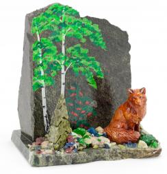 Сувенир "Лисица в лесу" змеевик