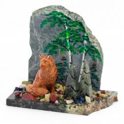 Сувенир "Лисица в лесу" змеевик