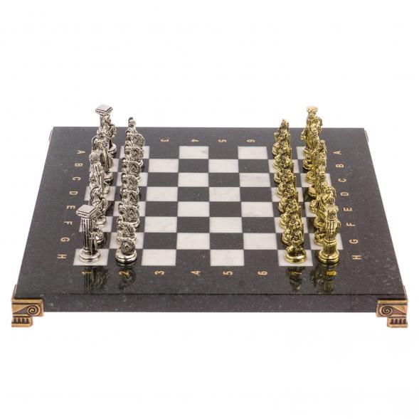 Шахматы &amp;quot;Царь Леонид&amp;quot; доска 28х28 см мрамор змеевик 126038