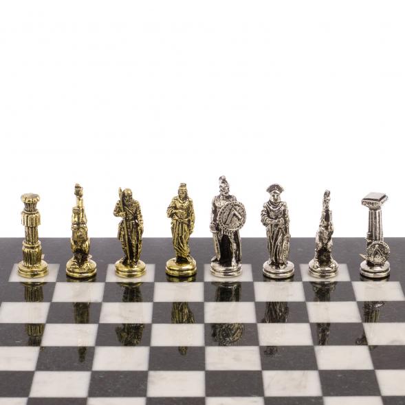 Шахматы &amp;quot;Царь Леонид&amp;quot; доска 28х28 см мрамор змеевик 126038