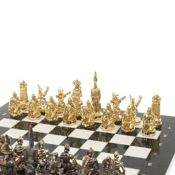 Шахматы бронзовые &amp;quot;Шахерезада&amp;quot; доска 40х40 см мрамор змеевик 127256