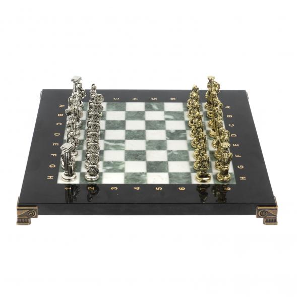 Шахматы настольные &amp;quot;Царь Леонид&amp;quot; из мрамора и змеевика 28х28 см 127736