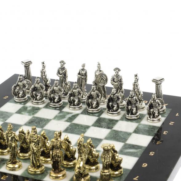 Шахматы настольные &amp;quot;Царь Леонид&amp;quot; из мрамора и змеевика 28х28 см 127736