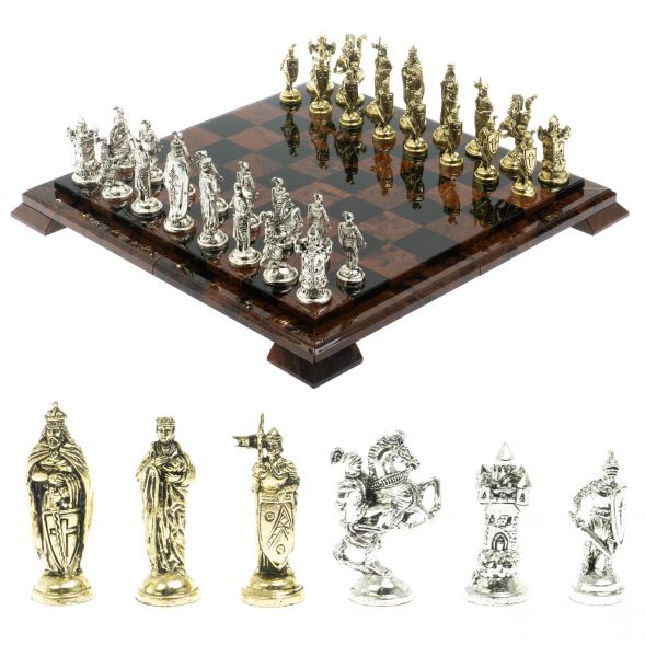 Шахматы &amp;quot;Рыцари крестоносцы&amp;quot; доска 40х40 см из обсидиана 128360