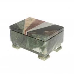 Шкатулка с мозаикой из змеевика 12х8х6,5 см