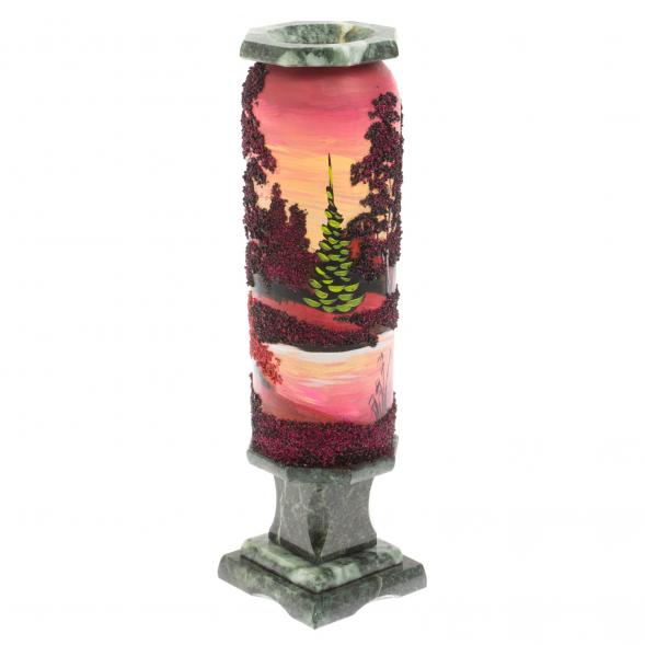 Каменная ваза &amp;quot;Закат&amp;quot; змеевик 8х8х29 см 129995