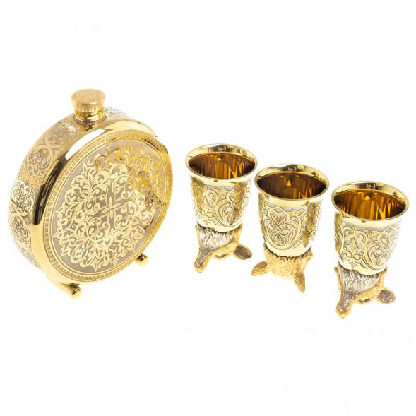 Подарочный набор &amp;quot;Лиса&amp;quot; фляжка и 3 стопки перевертыша Златоуст 123694