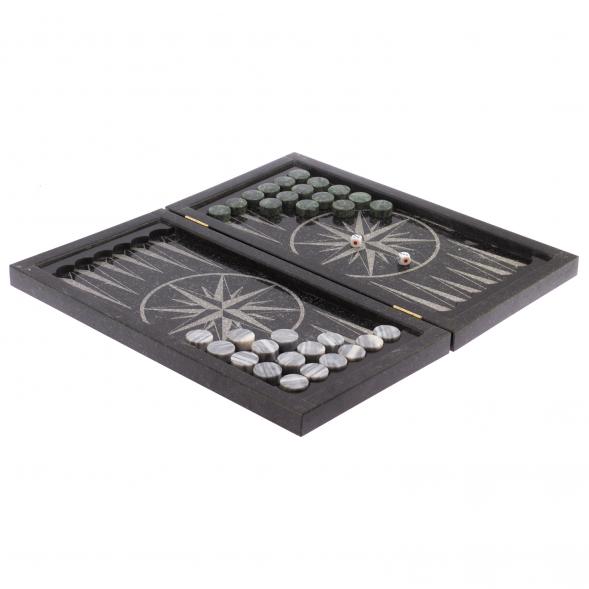 Нарды с гравировкой &amp;quot;Танк / Роза ветров&amp;quot; из гранита 125810