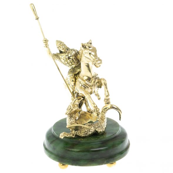 Бронзовая статуэтка &amp;quot;Георгий Победоносец&amp;quot; на нефрите 128659