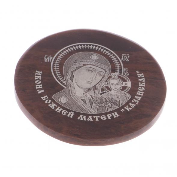 Икона автомобильная &amp;quot;Казанская БМ&amp;quot; обсидиан коричневый 47 мм 122016