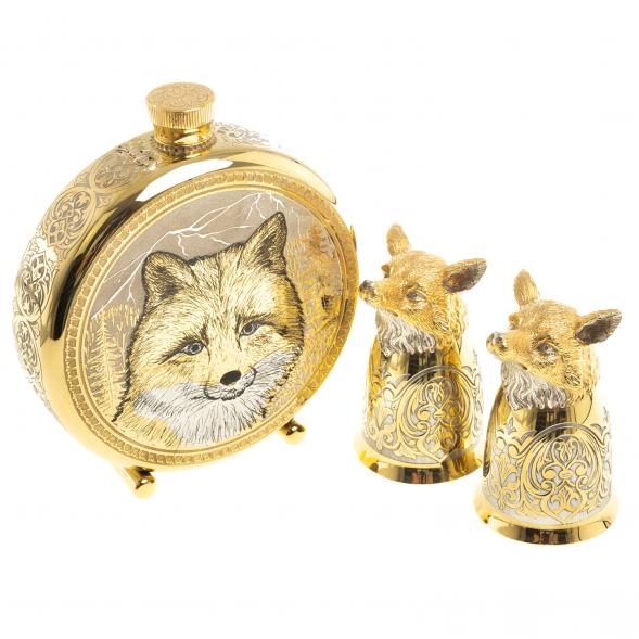 Подарочный набор &amp;quot;Лиса&amp;quot; фляжка и 2 стопки перевертыша Златоуст 123695