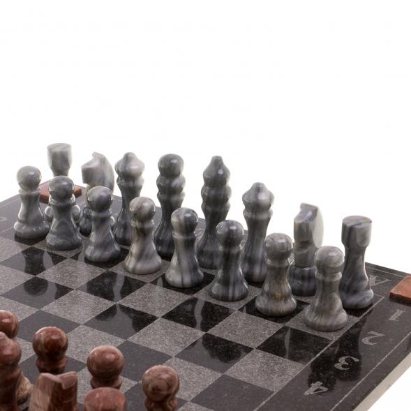 Шахматы с гравировкой &amp;quot;Турнирные&amp;quot; доска 36х36 см мрамор, лемезит 124753