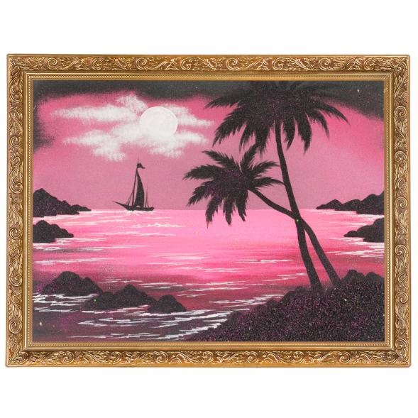 Картина &amp;quot;Пальмы на берегу&amp;quot; багет 36х46 см, каменная крошка 119328