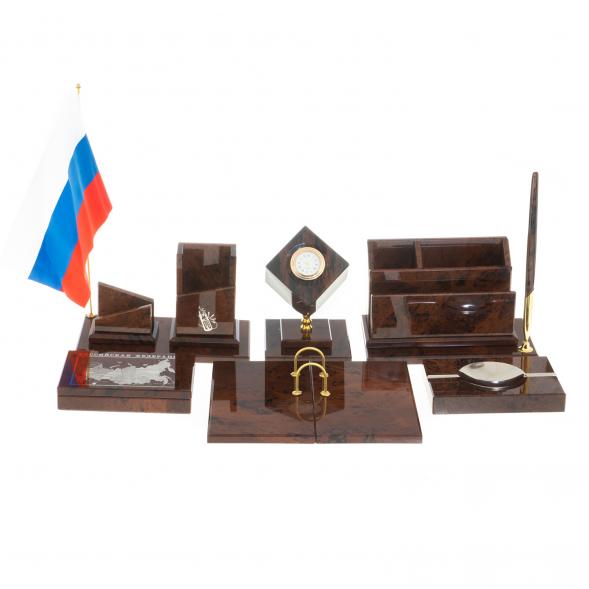 Письменный набор &amp;quot;Оптимал плюс&amp;quot; коричневый обсидиан 122371