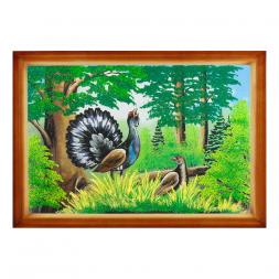 Картина "Глухари" багет дерево 46х66 см, каменная крошка