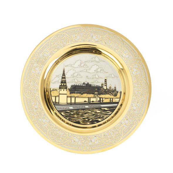 Тарелка с гравюрой &amp;quot;Московский Кремль&amp;quot; 12 см в подарочной упаковке Златоуст 128441