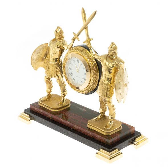 Часы &amp;quot;Гладиаторы&amp;quot; из яшмы и долерита 16,5х7х16,5 см 129263