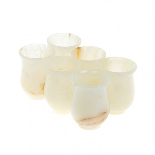 Стопки для виски 60 мл набор 6 шт из белого оникса 5,2х7 см в коробке (2х3) 129340