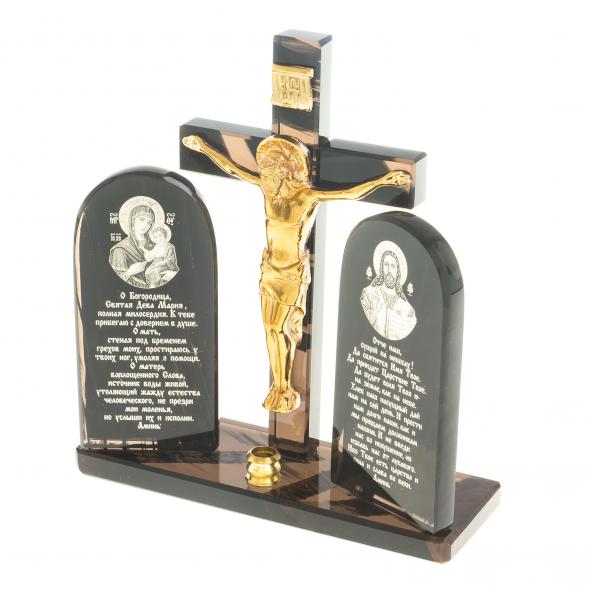 Икона с крестом &amp;quot;Спаситель&amp;quot; камень обсидиан 122917