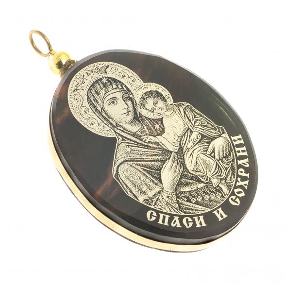 Брелок-кулон оберег «Дева Мария» из обсидиана 123049