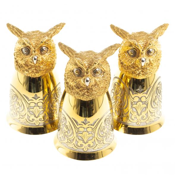 Подарочный набор &amp;quot;Филин&amp;quot; фляжка и 3 стопки перевертыша Златоуст 123697