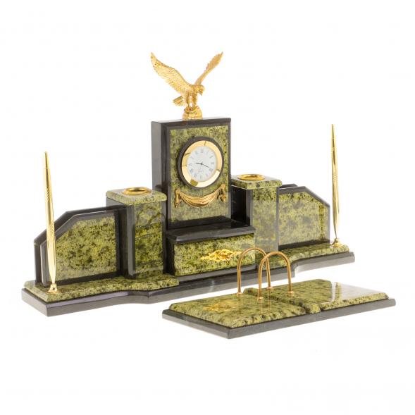 Письменный набор из камня &amp;quot;Горный орел&amp;quot; змеевик 124232