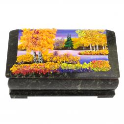 Шкатулка "Осенний пейзаж" змеевик 18х9х7 см