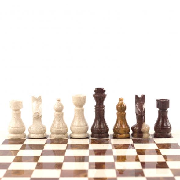 Шахматы из камня &amp;quot;Европейские&amp;quot; доска 30х30 см оникс мрамор 121663