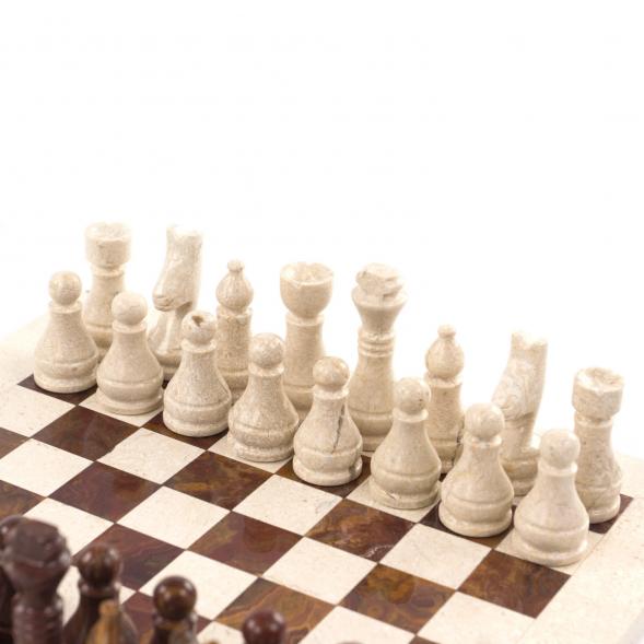 Шахматы из камня &amp;quot;Европейские&amp;quot; доска 30х30 см оникс мрамор 121663