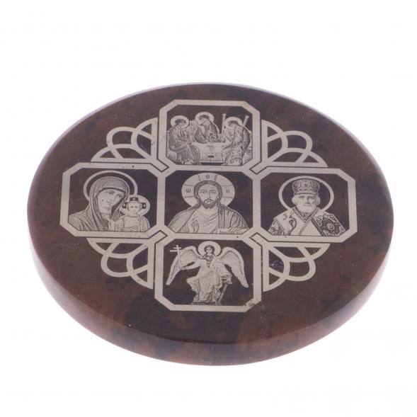 Икона в автомобиль &amp;quot;Иконостас&amp;quot; обсидиан коричневый 47 мм 122019