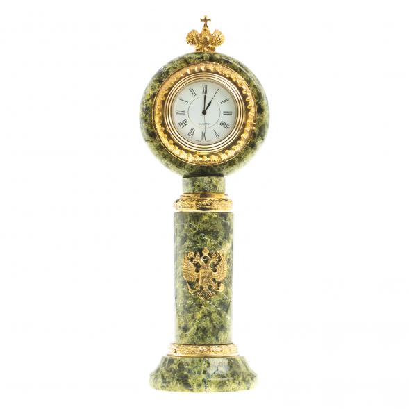 Настольные часы &amp;quot;Корона&amp;quot; камень змеевик бронза 113131