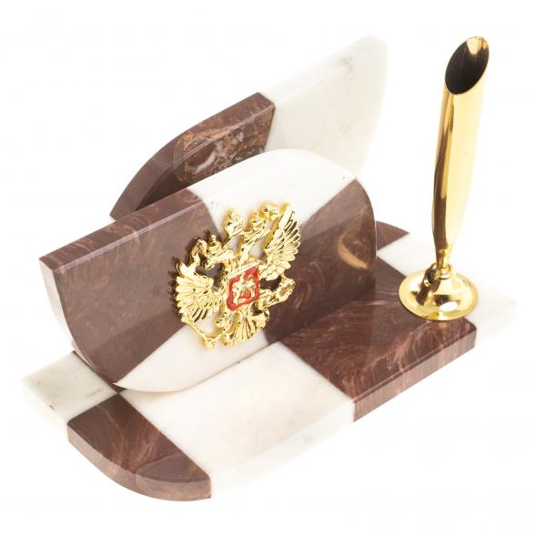 Визитница &amp;quot;Шахматная&amp;quot; с подставкой под ручку камень мрамор, лемезит 123615