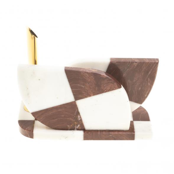 Визитница &amp;quot;Шахматная&amp;quot; с подставкой под ручку камень мрамор, лемезит 123615