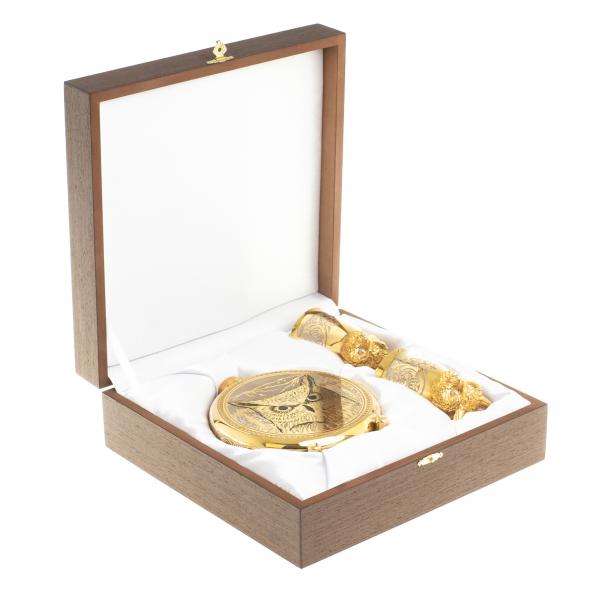 Подарочный набор &amp;quot;Филин&amp;quot; фляжка и 2 стопки перевертыша Златоуст 123698