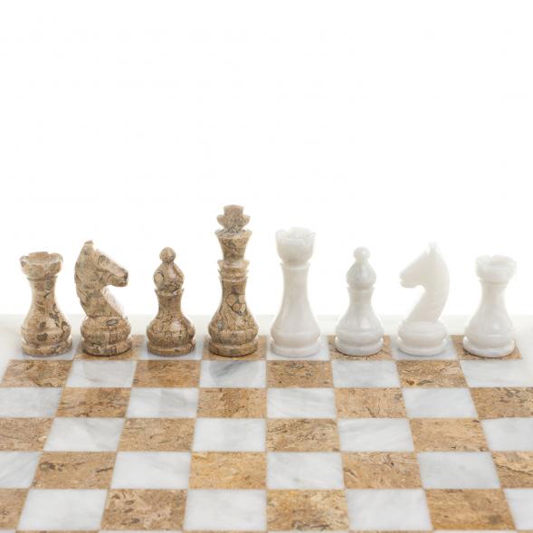 Шахматы &amp;quot;Стандарт&amp;quot; мрамор, ракушечник доска 30х30см 123972