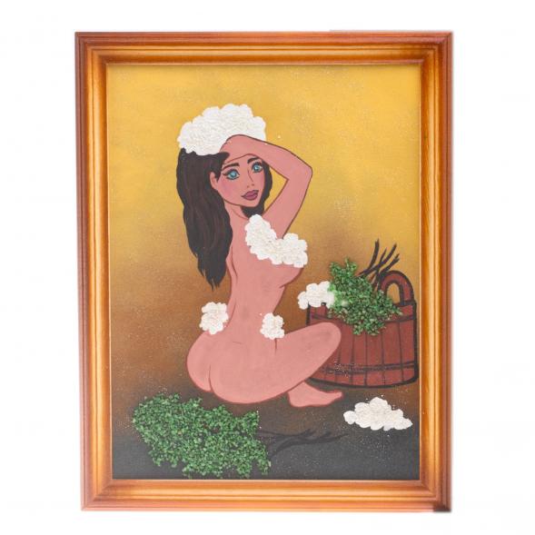 Картина &amp;quot;Банька&amp;quot; багет дерево 36х46 см из каменной крошки 124295