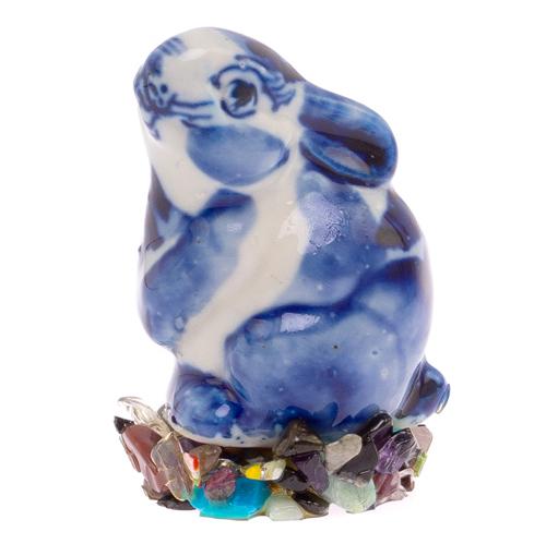 Сувенир фигурка &amp;quot;Зайчик большой&amp;quot; на подставке из самоцветов 125195