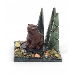 Сувенир "Мишка сидящий в бору" змеевик