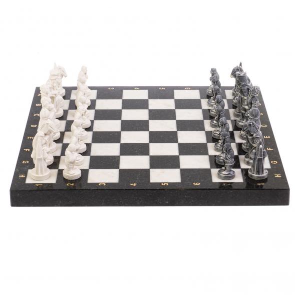 Шахматы &amp;quot;Средневековье&amp;quot; доска 40х40 см белый мрамор змеевик 126486