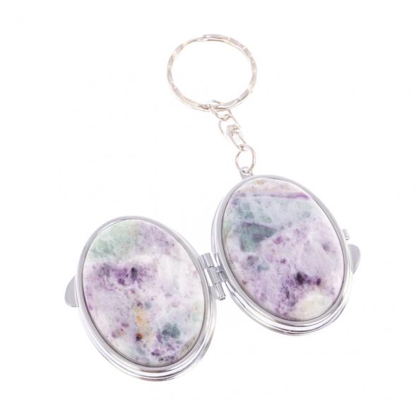 Складное зеркало брелок из флюорита овальное 126644