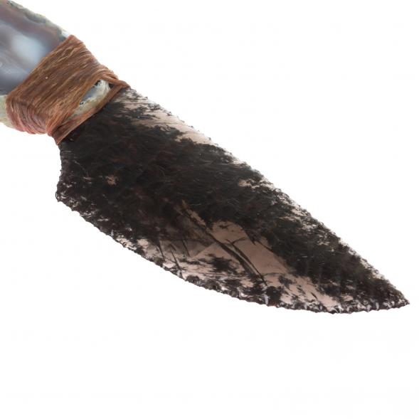 Нож каменный из обсидиана рукоять агат 23х5х5 см 126790