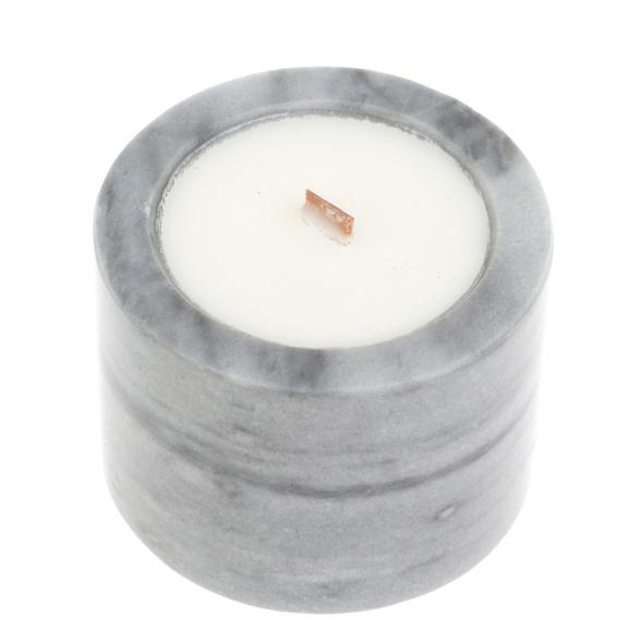 Подсвечник круглый из серого мрамора со свечей 7х7х5,5 см 126864