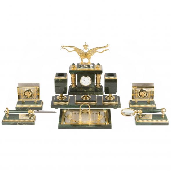 Настольный набор &amp;quot;Двуглавый орел&amp;quot; из нефрита 119146