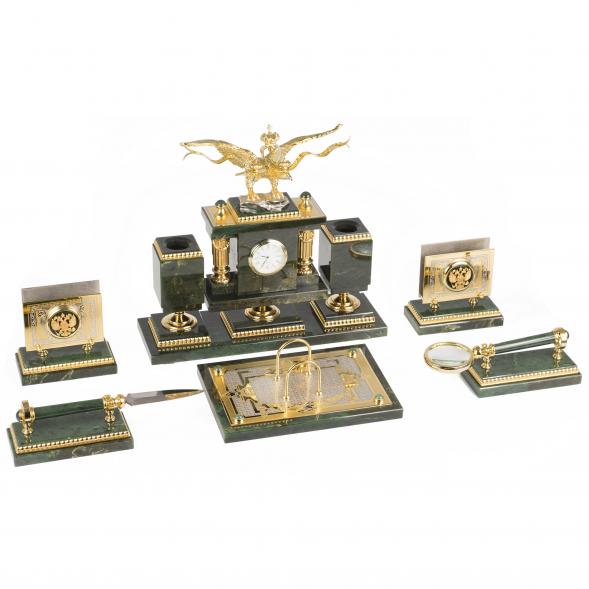 Настольный набор &amp;quot;Двуглавый орел&amp;quot; из нефрита 119146