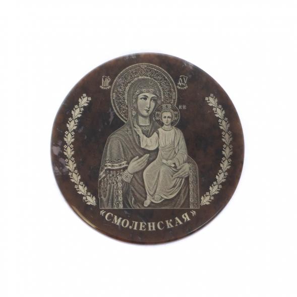 Икона автомобильная &amp;quot;Смоленская БМ&amp;quot; обсидиан коричневый 47 мм 122020