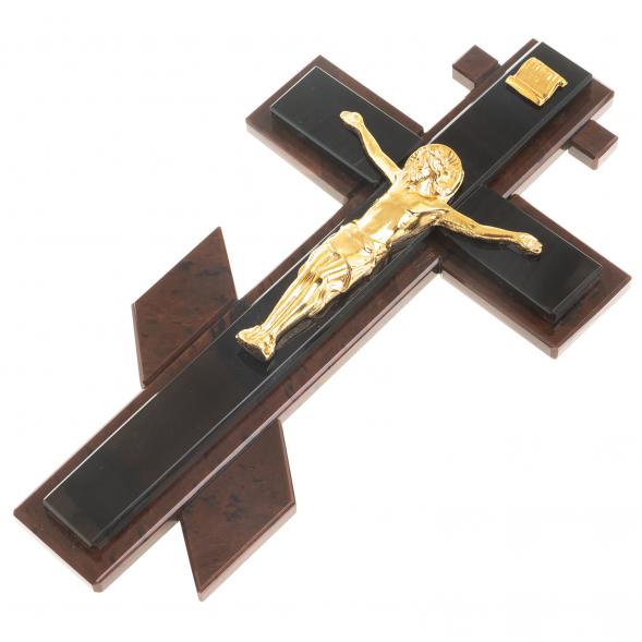 Крест настенный &amp;quot;Распятие&amp;quot; камень обсидиан 122920