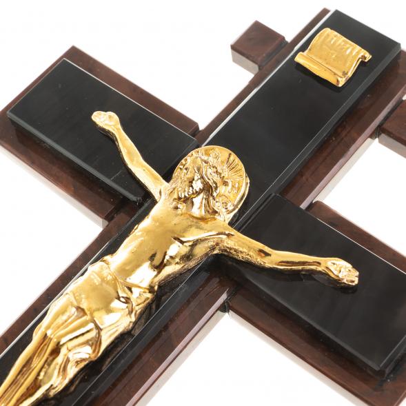 Крест настенный &amp;quot;Распятие&amp;quot; камень обсидиан 122920