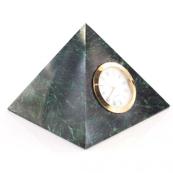 Часы &amp;quot;Пирамида&amp;quot; камень змеевик темный 10х10х8 см 113186