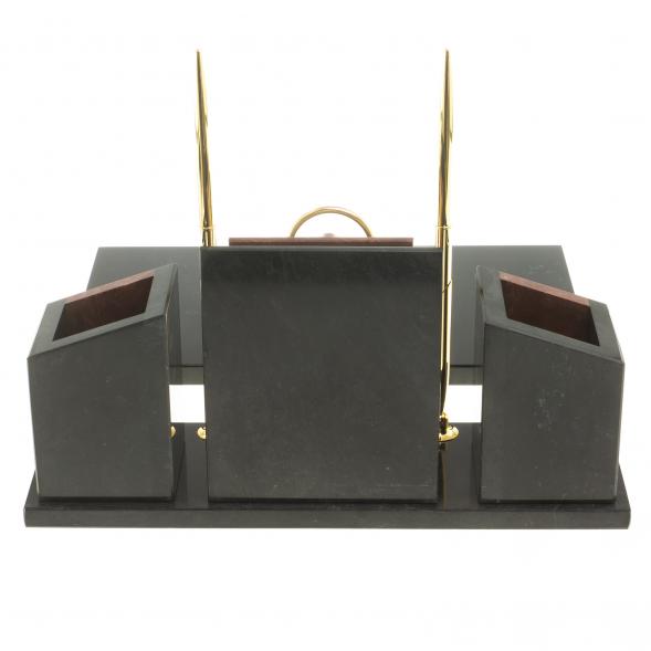 Письменный набор &amp;quot;Канцелярский&amp;quot; с часами камень лемезит 124048