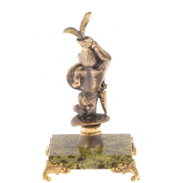 Статуэтка из бронзы &amp;quot;Кролик - фокусник&amp;quot; на подставке из змеевика 125269
